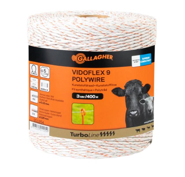 Gallagher Vidoflex 9 TurboLine Plus hvid 400m