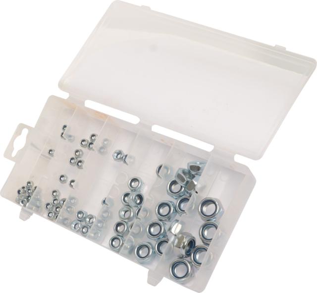 Sortiment låsemøtrikker med 75 stk.