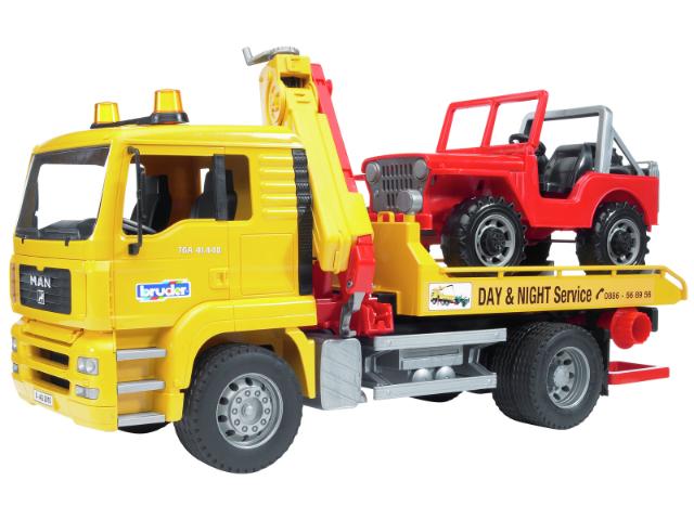 Bruder 02750 MAN TGA lastbil med landrover