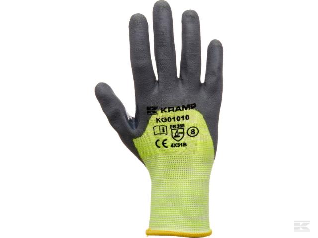 Montagehandske Olieresistent Halvdyppet Hi-viz 1.010