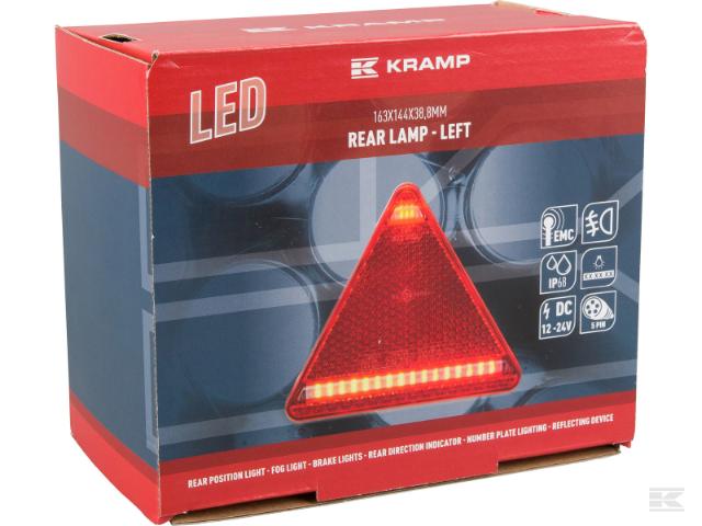 Kramp LED Baglygte trekant ventre m/deutsch stik