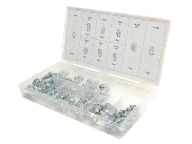 Smørenippel - M6, M8, M10 Sortiment (110 stk.) Display-pakke