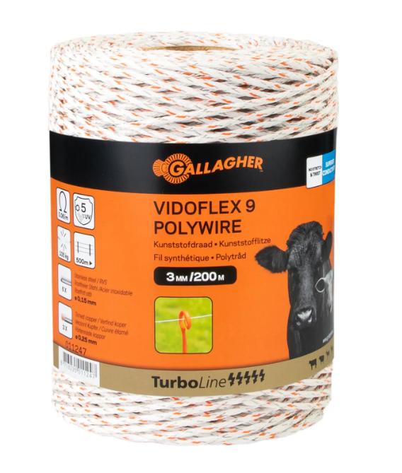Gallagher Vidoflex 9 Turboline Plus hvid 200m